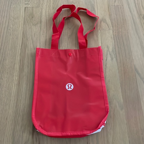 3 for $15! Lululemon Shopping Bag Red and White Logo Smallest Size Tote - Picture 1 of 3